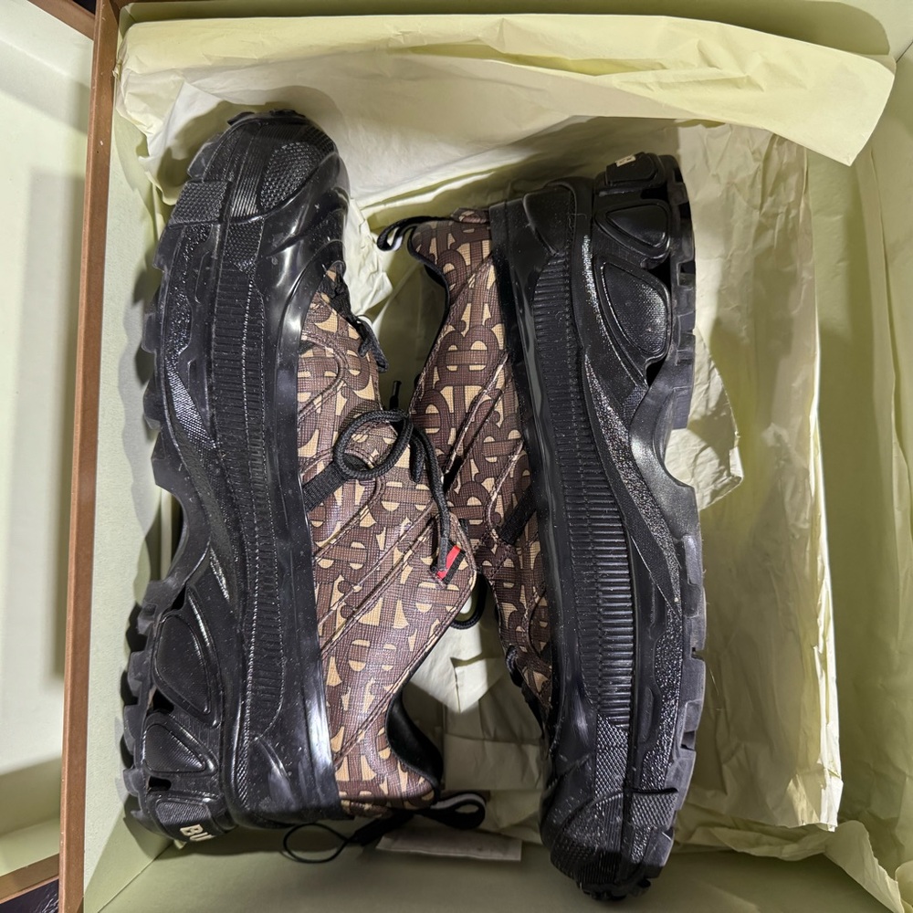 Burberry Black and Brown Monogram Sneakers